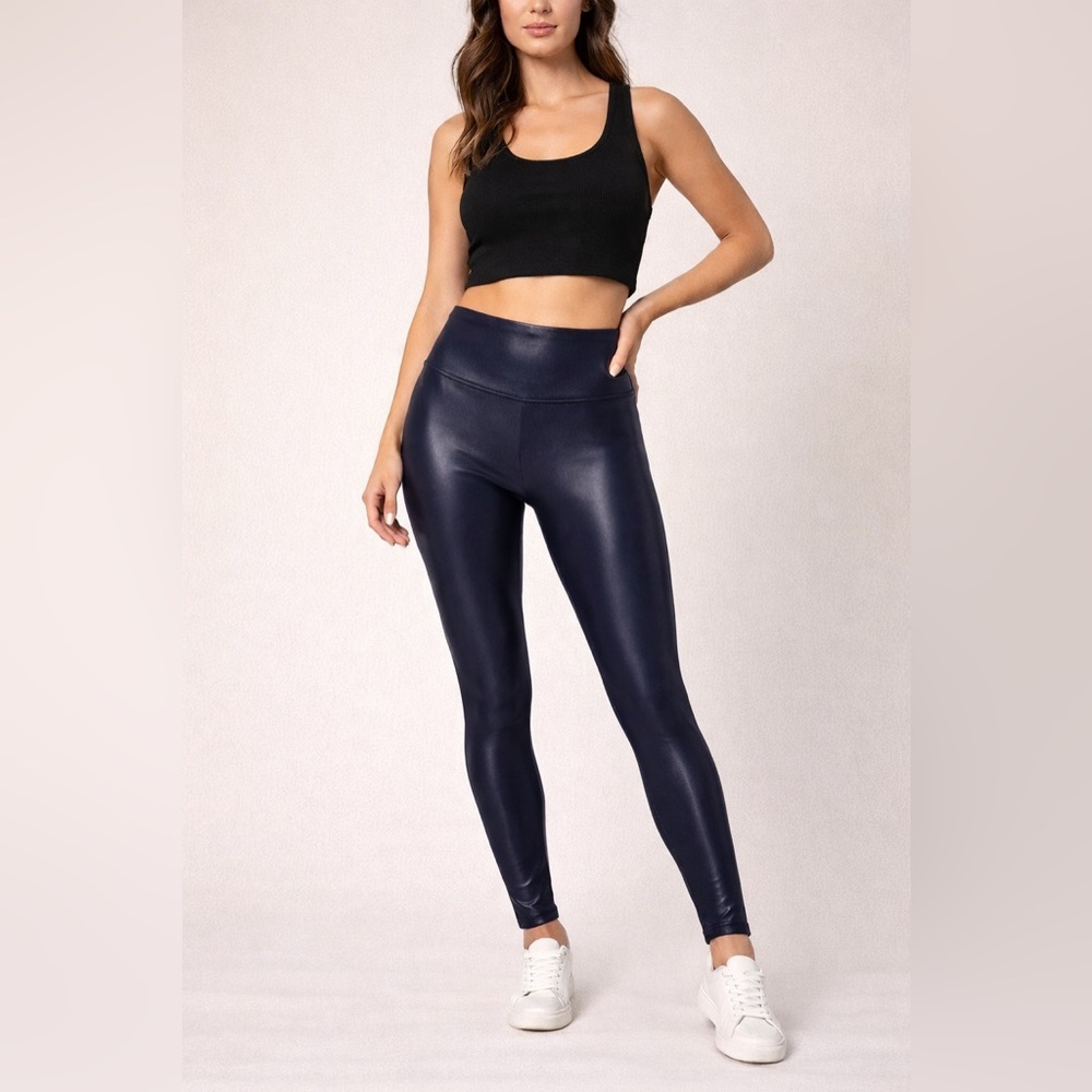 SPANX Shiny Midnight Blue Leggings